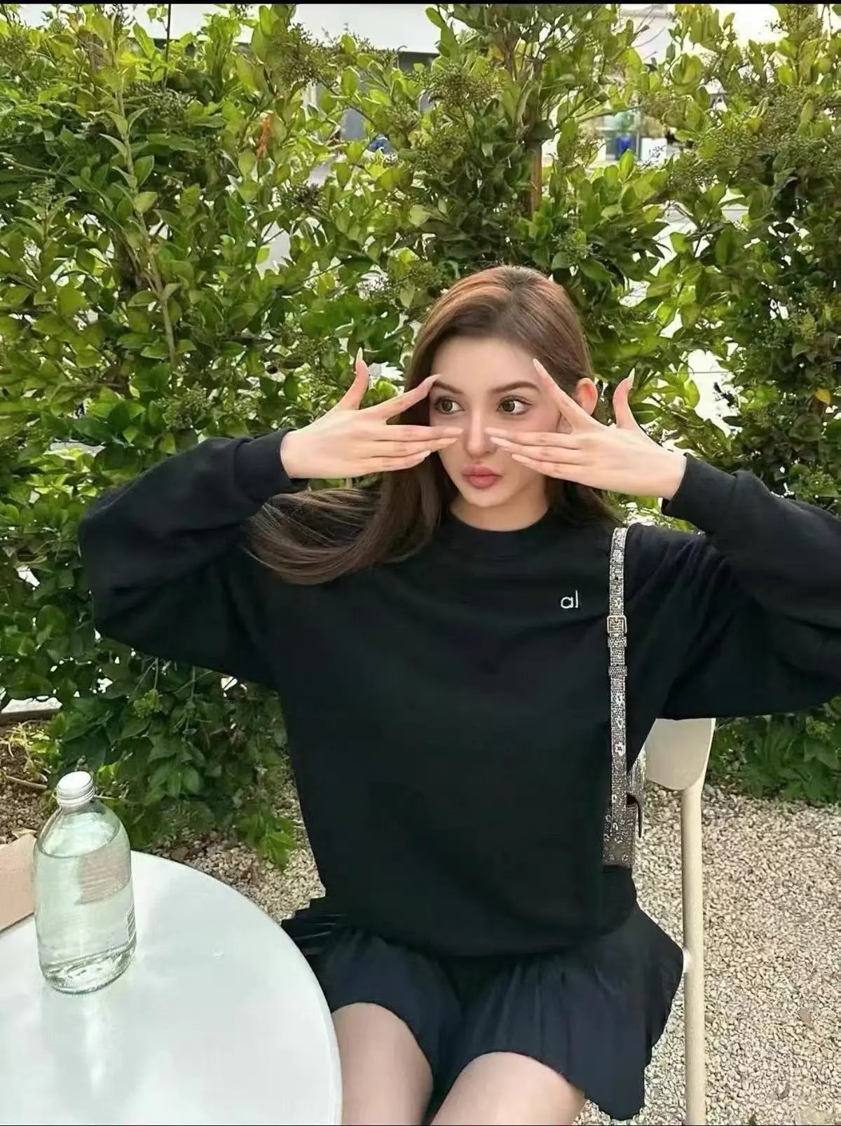 Design Al Logo Oversized Crewneck Black Sweatshirt Hoodie - 3