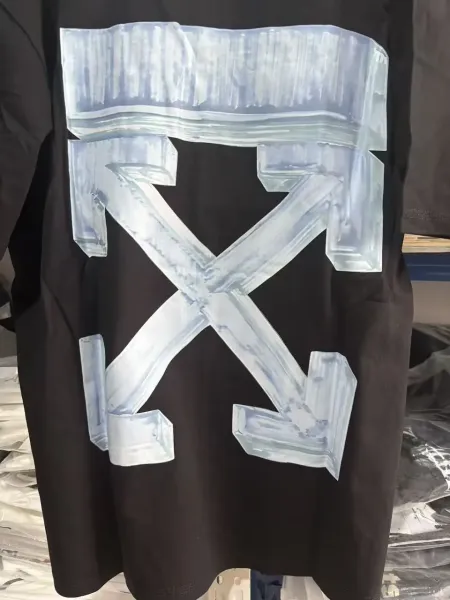 Off-White x Macao Local Store Garment Blue Arrow Print Black T-Shirt - 3