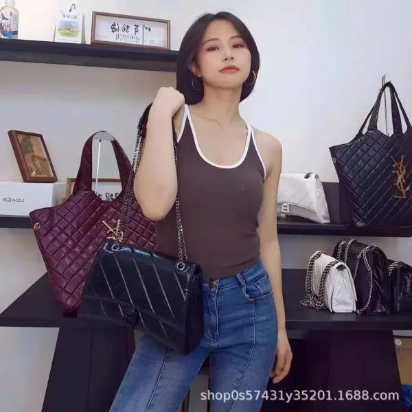 Balenciaga Hourglass Mini Quilted Chain Shoulder Bag in White, Black, and Pink - 15