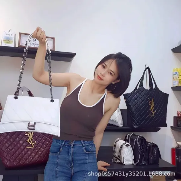 Balenciaga Hourglass Mini Quilted Chain Shoulder Bag in White, Black, and Pink - 20