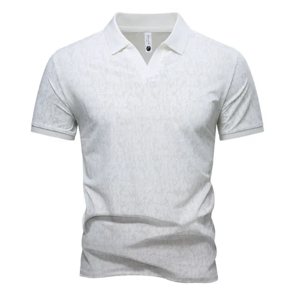 Design Patterned Black Polo Shirt - 7