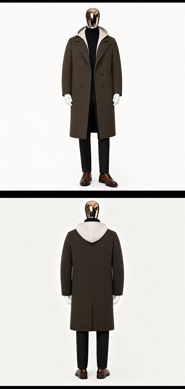 Design Double-Breasted Wool Coat Gray Men's Overcoat Outerwear.coat - 7