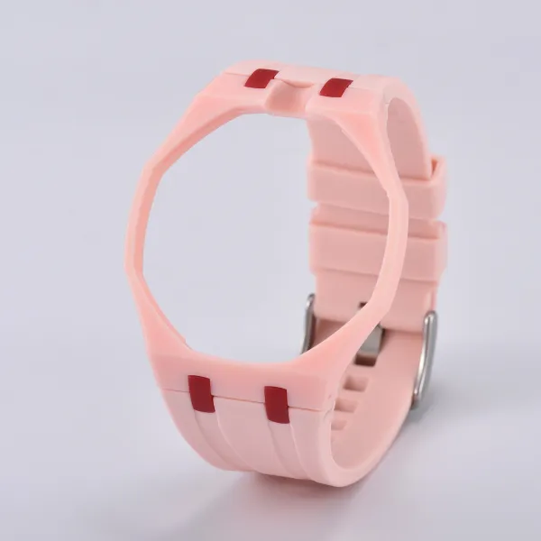 Design Silicone Watch Band Pink with Red Accents Strap Watches - 1