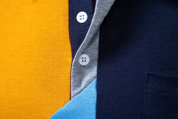 Design Color-Block Polo Shirt Navy Orange Light Blue Gray Tops Polo - 11