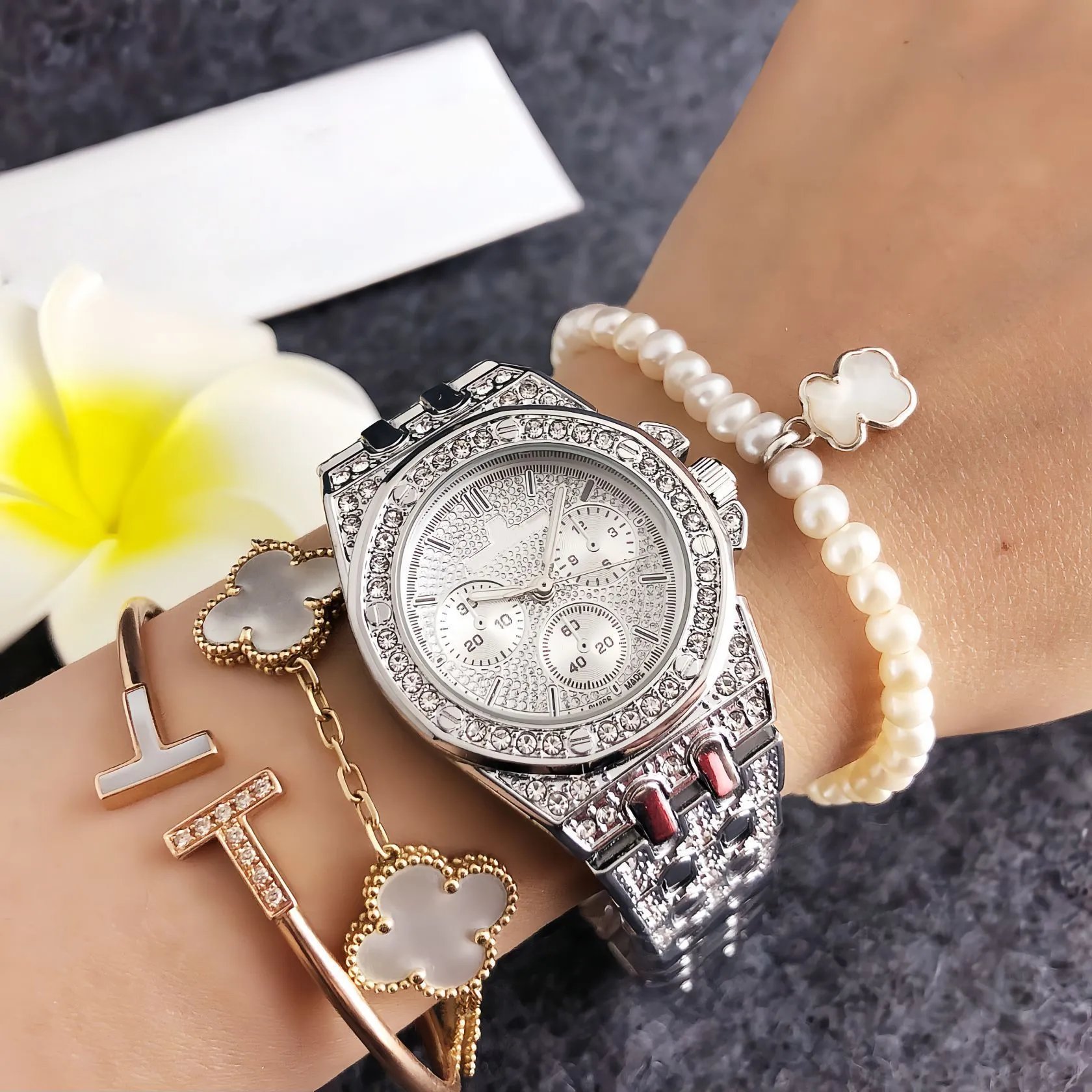 Design Chronograph Rose Gold and Silver Crystal-Embellished Watch Watches - 6