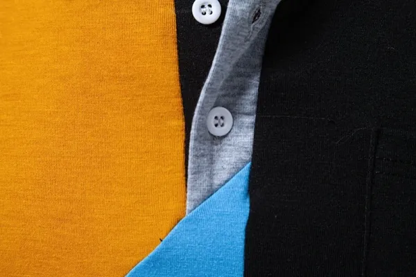 Design Color-Block Polo Shirt Navy Orange Light Blue Gray Tops Polo - 20