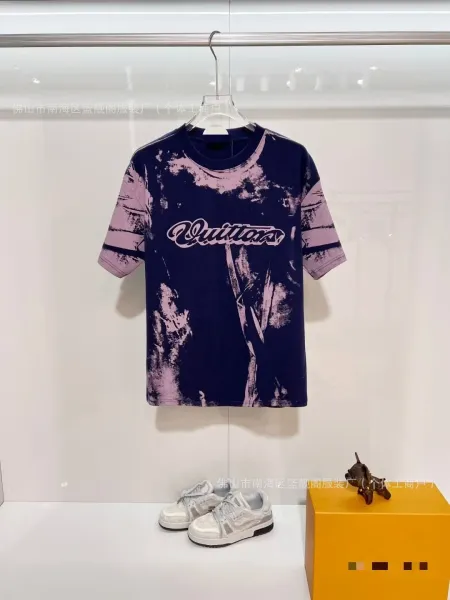 Design Abstract Print T-Shirt Navy Pink Multicolor - 1