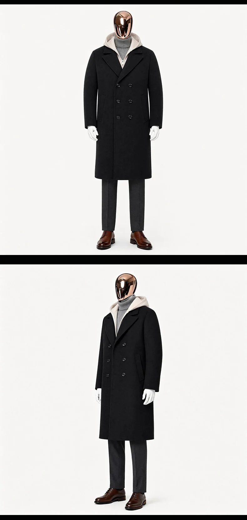 Design Double-Breasted Wool Coat Gray Men's Overcoat Outerwear.coat - 9