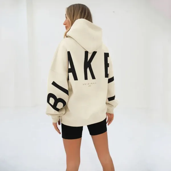 Design Oversized Graphic Hoodie in Light Gray with Black Lettering - 20