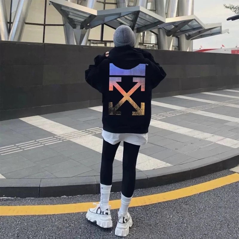 Off-White Painted Arrow Hoodie Black - 8