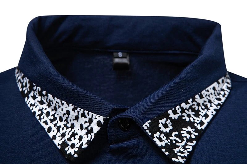 Design Classic Polo Black with White Patterned Collar and Cuffs Tops.polo - 19