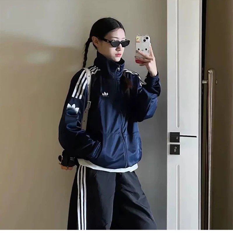 Adidas Originals Track Jacket Dark Green with Beige Stripes Outerwear - 5