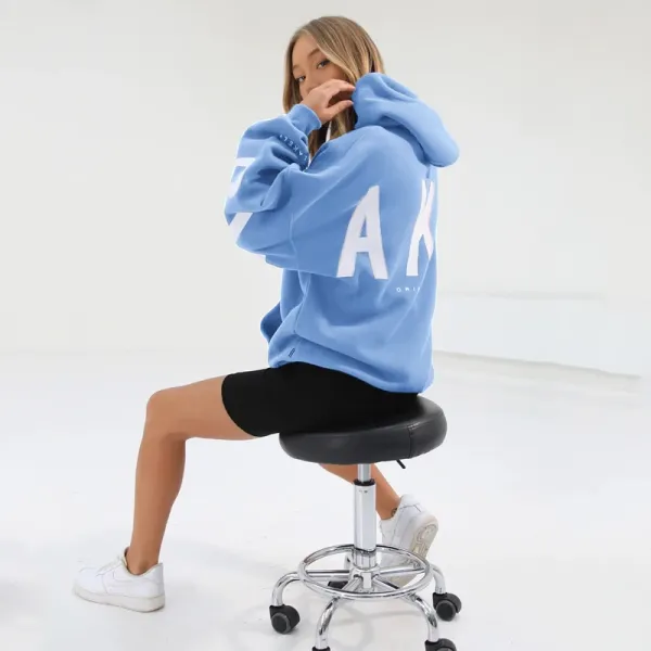 Design Oversized Graphic Hoodie in Light Gray with Black Lettering - 27