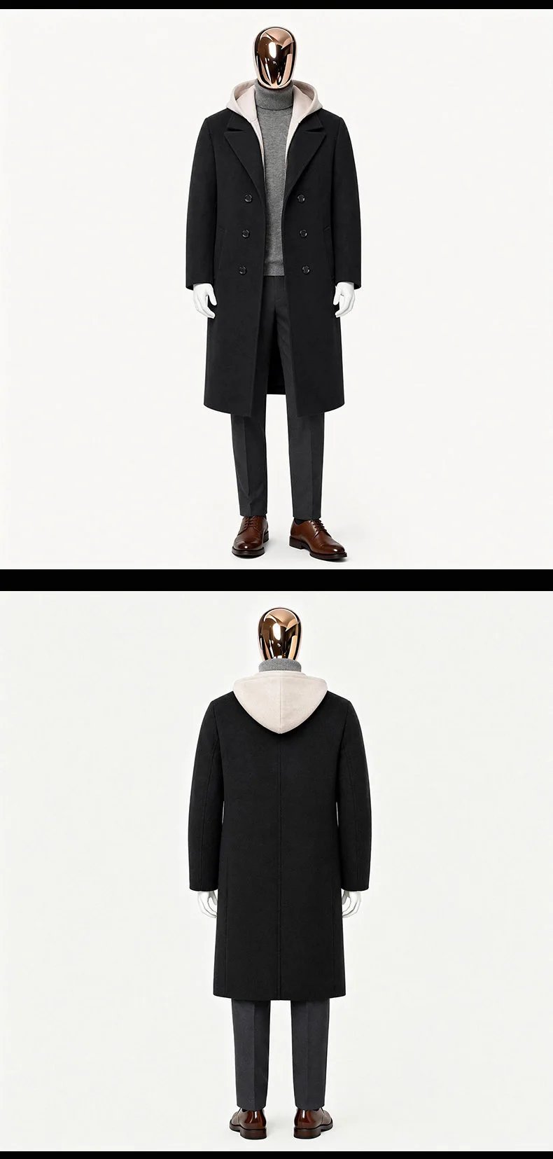 Design Double-Breasted Wool Coat Gray Men's Overcoat Outerwear.coat - 10