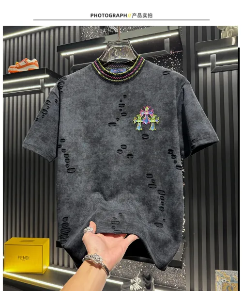 Chrome Hearts Cross Embroidered Distressed Corduroy Short-Sleeve Shirt - 7