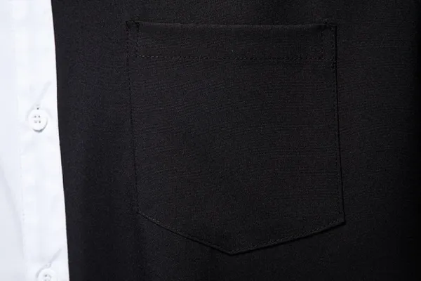 Design Asymmetrical Color-Block Shirt Black White Men's Shirt Tops Shirt - 7