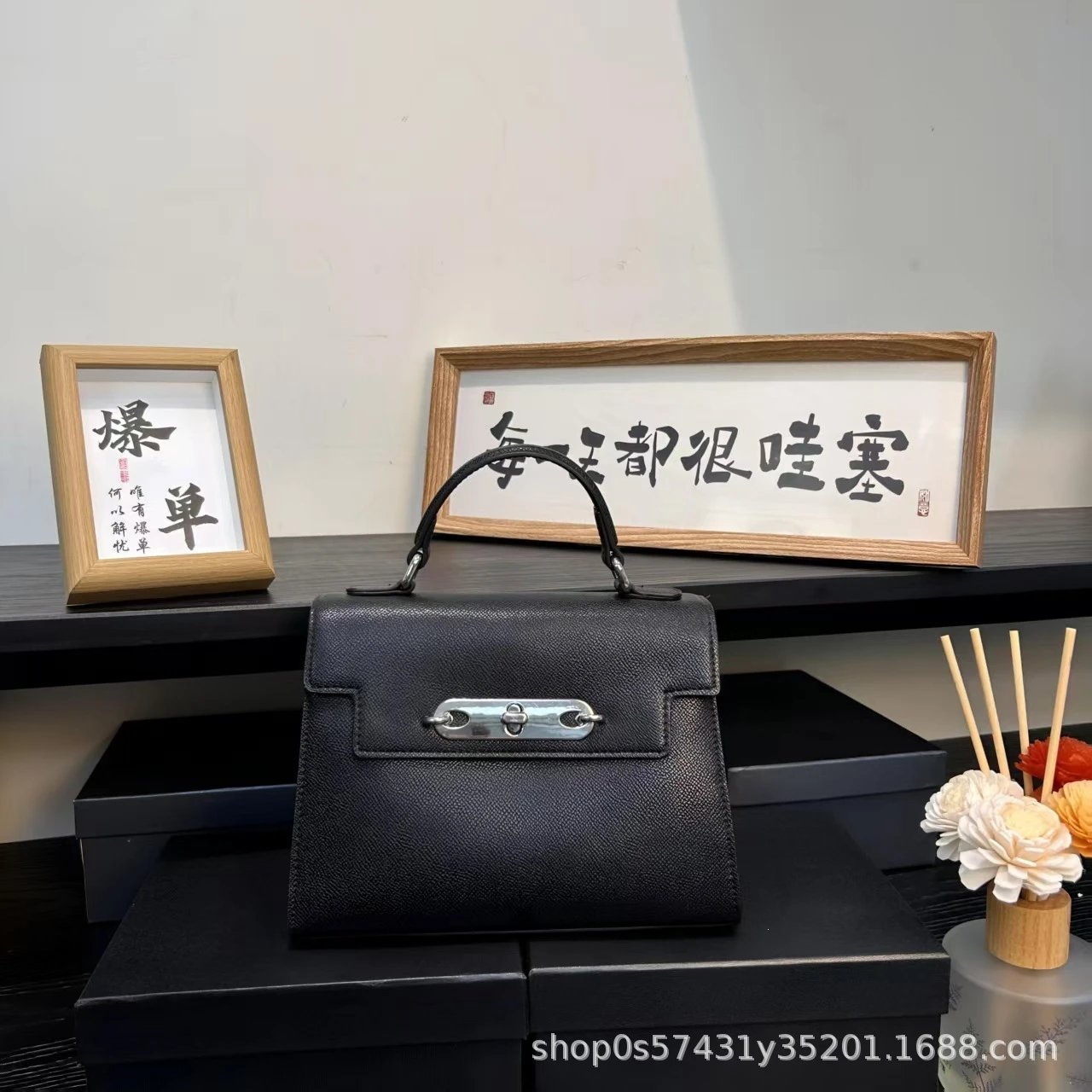 Design Mini Kelly-Style Top Handle Bag Light Gray Handbag - 8