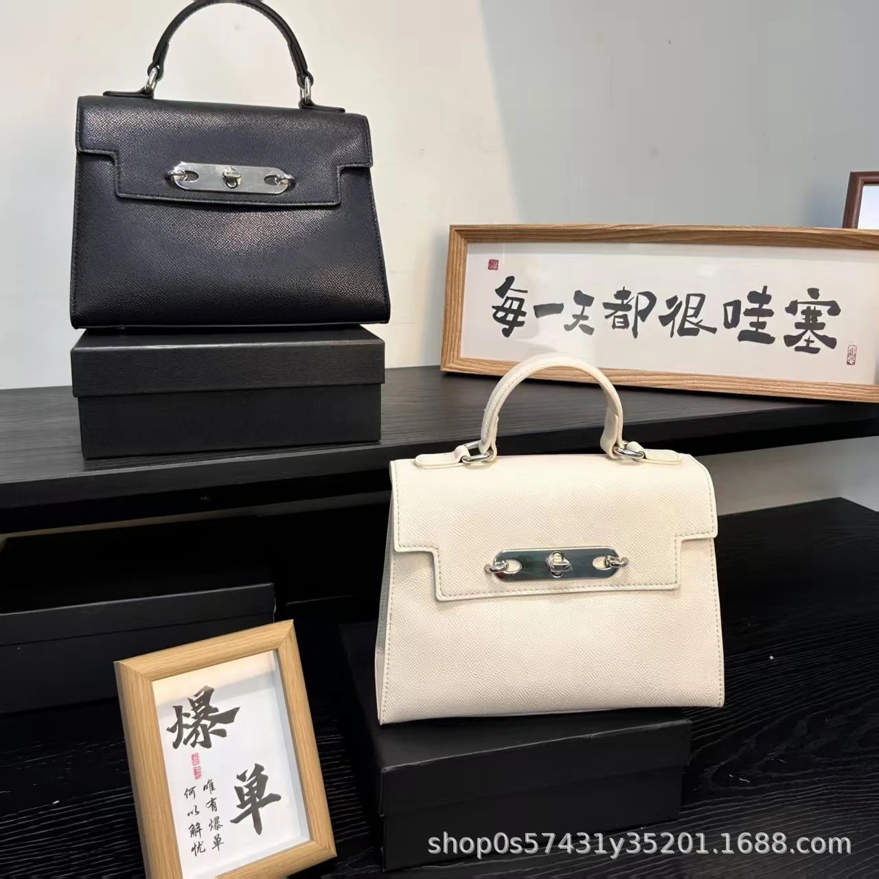 Design Mini Kelly-Style Top Handle Bag Light Gray Handbag - 3