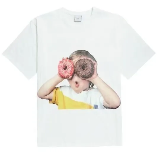 Design Donut Eyes Graphic Print White T-Shirt - 1