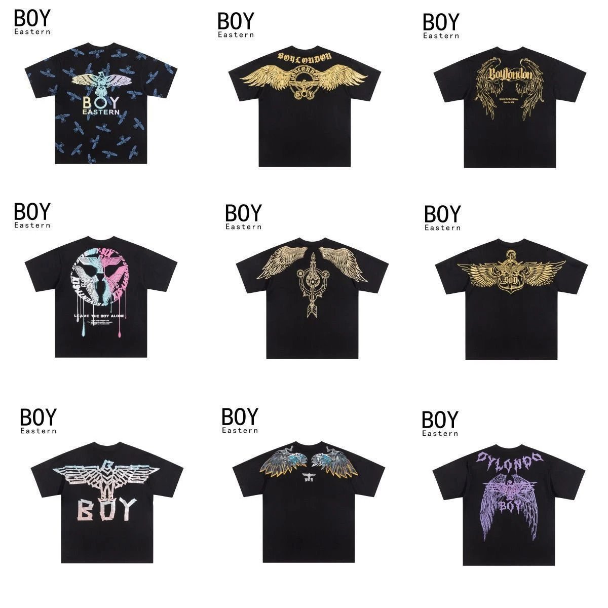 Design Boy London Eagle & Cards Graphic Black T-Shirt T-Shirts - 7