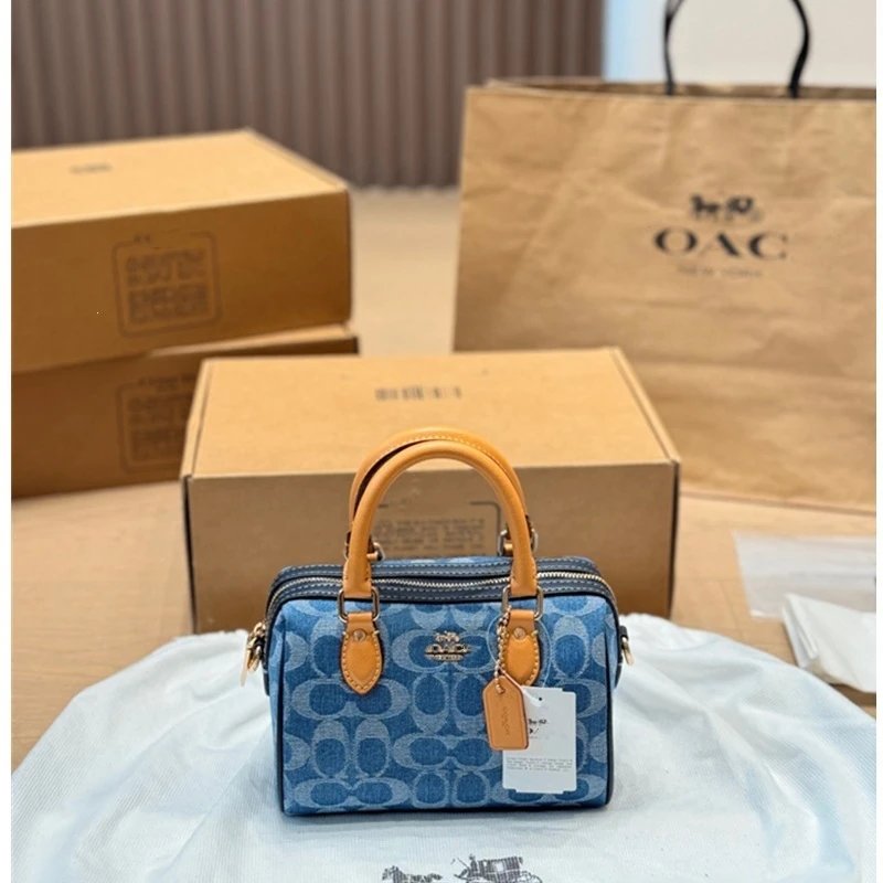 Coach Box Bag Mini Beige Signature Canvas Handbag - 44