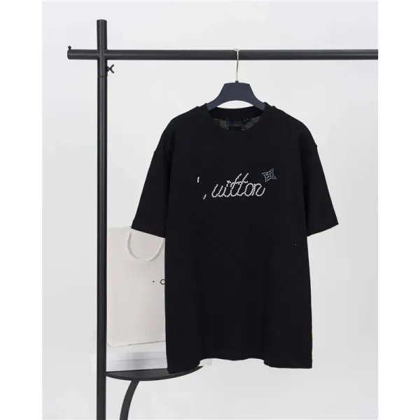 Louis Vuitton 'Vuitton' Crystal-Embellished Black T-Shirt - 1