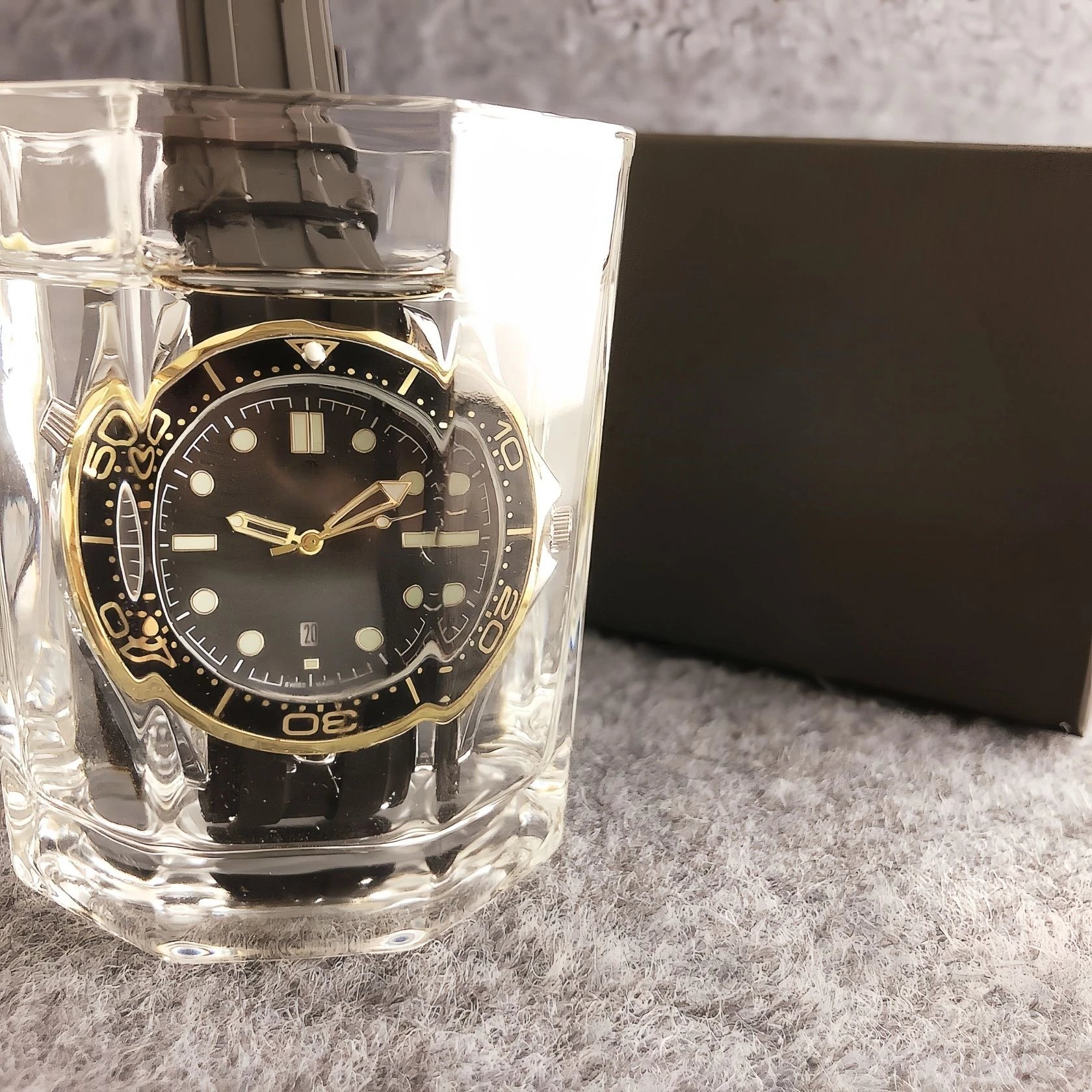 Design Ocean Chrono Green Rubber Strap Mechanical Watch Watches - 16