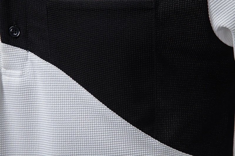 Design Color-Block Polo Shirt White Black Tops.polo - 10
