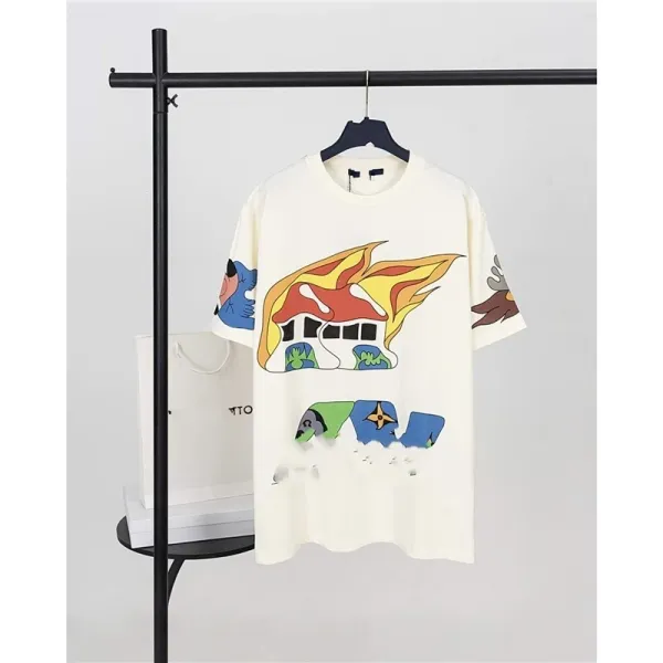 Design Abstract Flame House Graphic T-Shirt White - 1