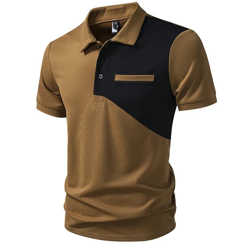 Design Color-Block Polo Shirt White Black Tops.polo - 17