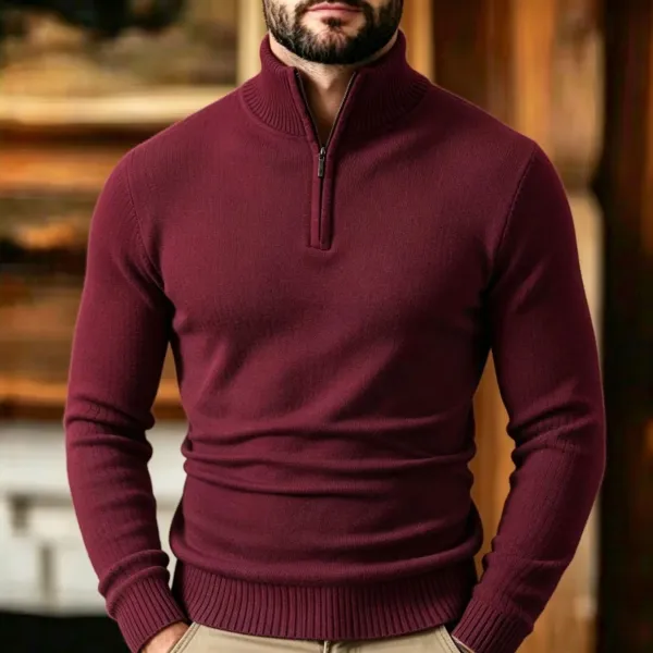 Design Half-Zip Sweater Navy Blue - 7