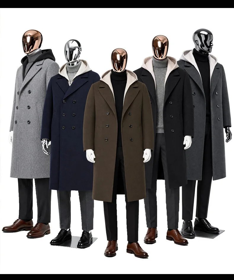 Design Double-Breasted Wool Coat Gray Men's Overcoat Outerwear.coat - 2