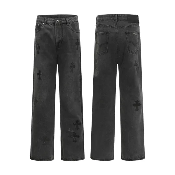 Chrome Hearts Cross-Embellished Wide-Leg Jeans Blue - 6