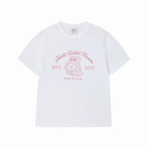 Acne Studios Fuzzy Rabbit Brown White T-Shirt - 1