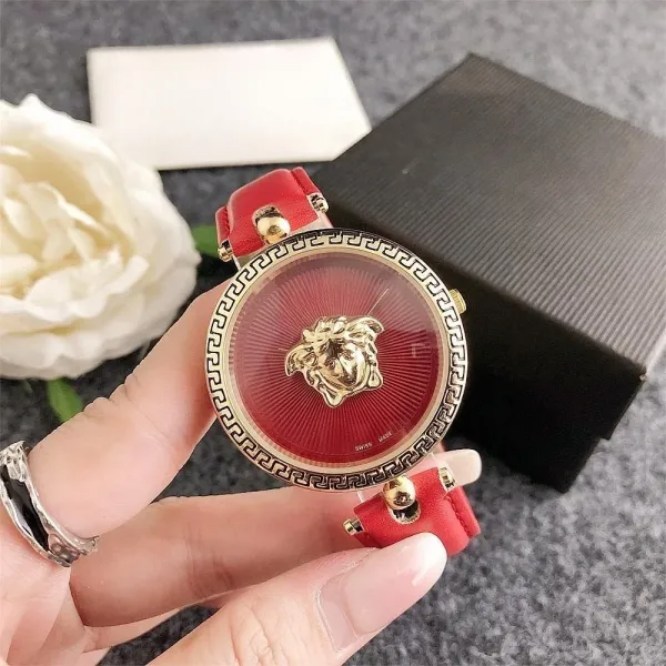 Versace Medusa Red Leather Watch Watches - 1