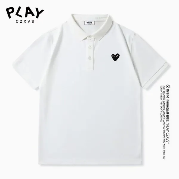 Comme des Garçons Play Heart Eyes White Polo Polo Shirt - 1