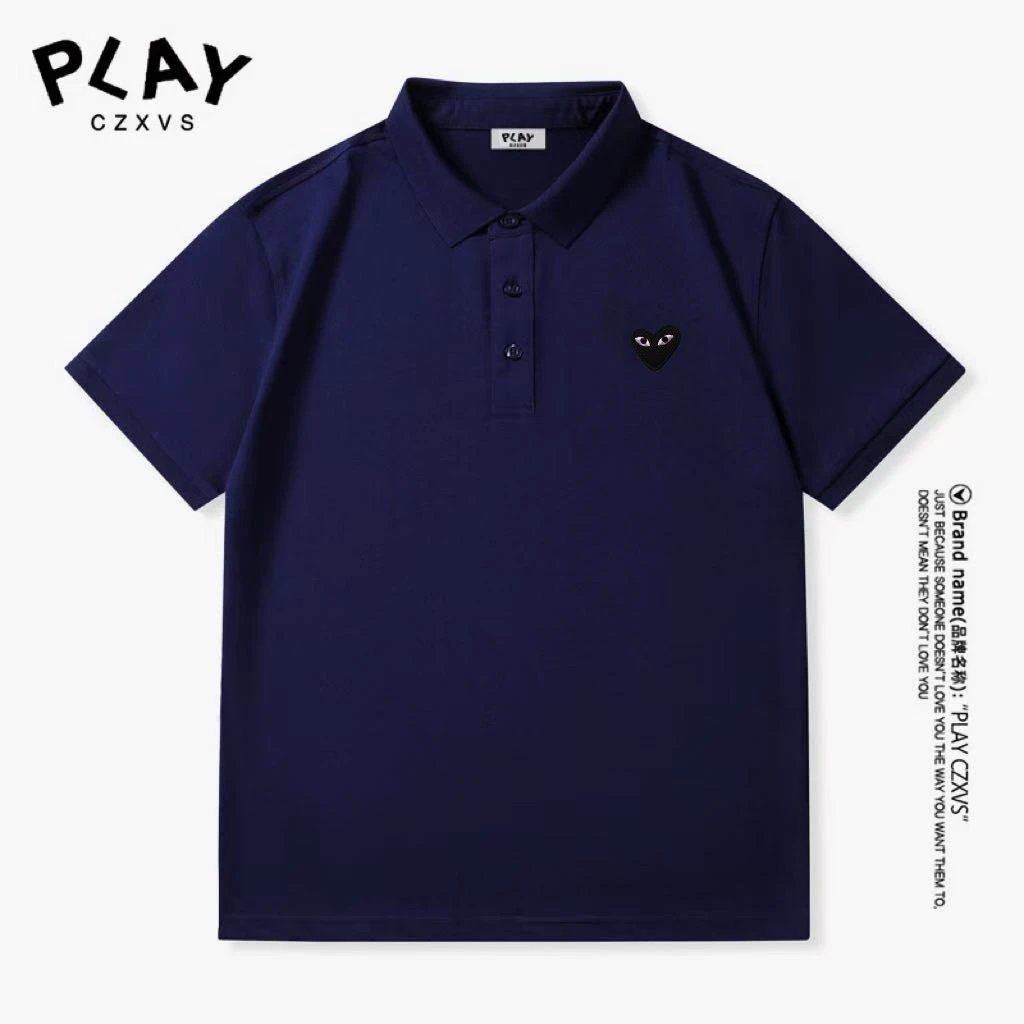Comme des Garçons Play Heart Logo Navy Polo Shirt
