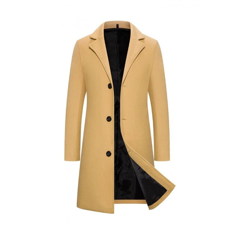 Design Classic Notched Lapel Wool Blend Coat Beige Outerwear