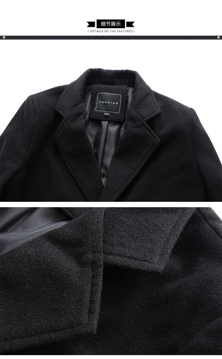 Design Classic Notched Lapel Wool Blend Coat Burgundy Outerwear.coat - 11