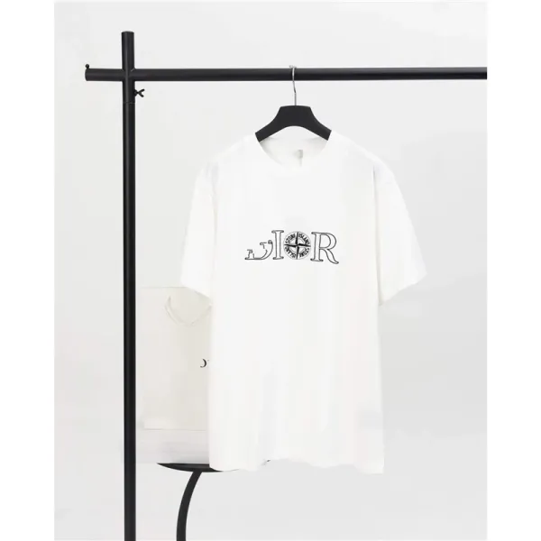 Dior Logo Embroidered White T-Shirt - 1