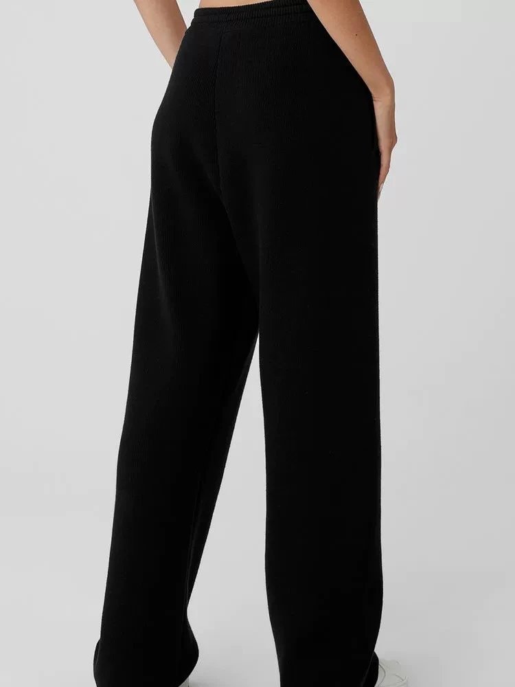 Alo Wide-Leg Knit Sweatpants Brown - 7