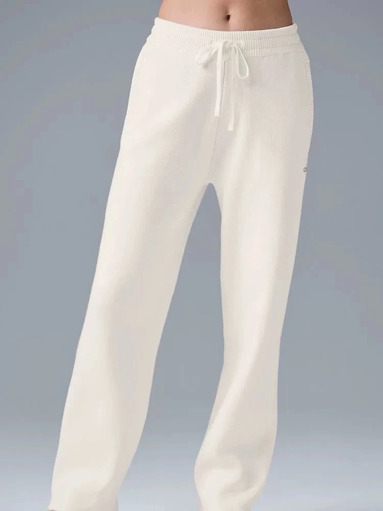 Alo Wide-Leg Knit Sweatpants Brown - 8