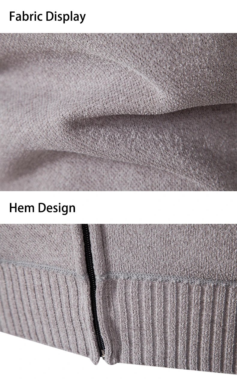 Design Zip-Up Knit Bomber Jacket Gray Outerwear Jacket - 19