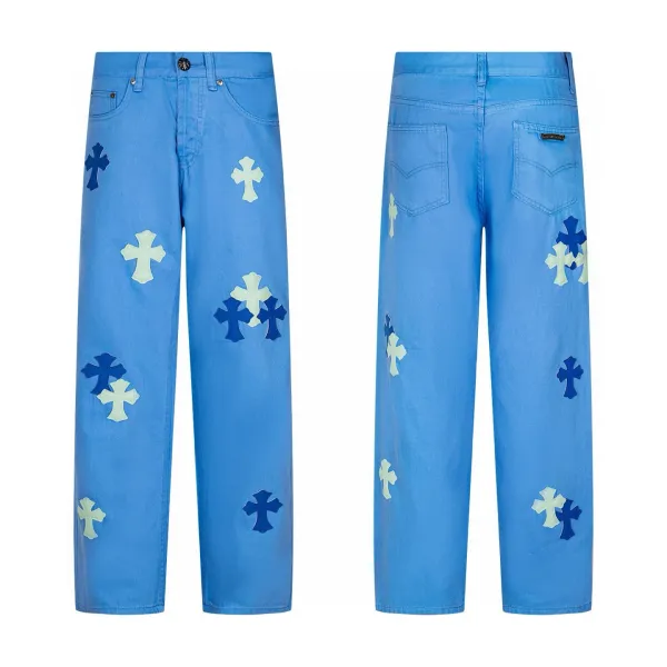 Chrome Hearts White Cross-Embroidered Straight-Leg Jeans - 8