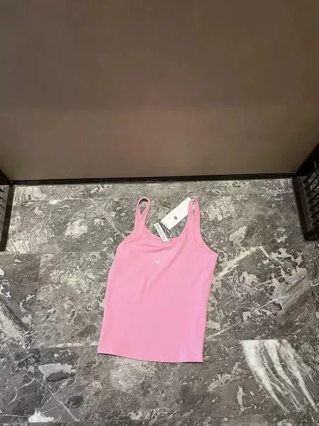 Alo Classic Ribbed Tank Top Pink Vest Top - 9