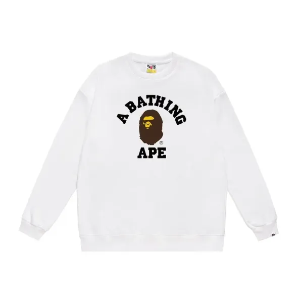 A Bathing Ape College Arch Logo Sweatshirt White Hoodie - 1
