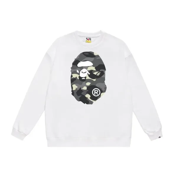 A Bathing Ape Camo Ape Head Graphic Sweatshirt White Hoodie - 1