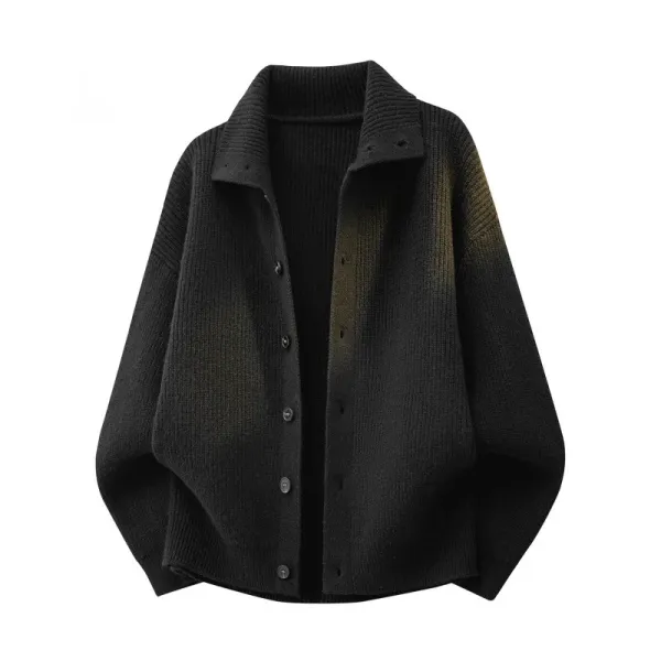 Design Oversized Ribbed Knit Cardigan Black with Olive Gradient Outerwear.cardigan - 1