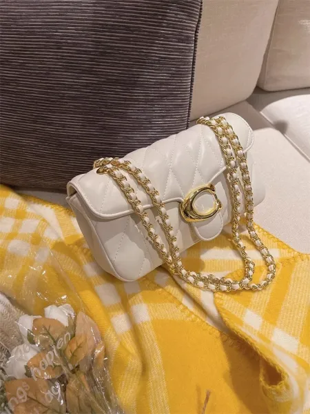 Design Pearl-Embellished Quilted Chain Shoulder Bag White - 10