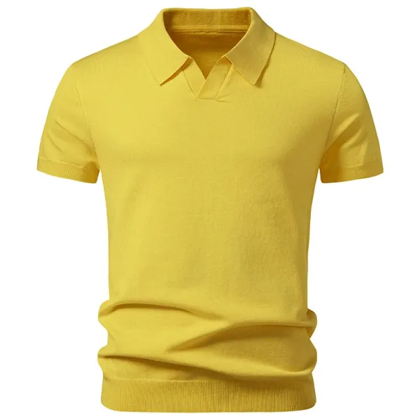 Design Classic Knit Polo Yellow Tops.polo - 1